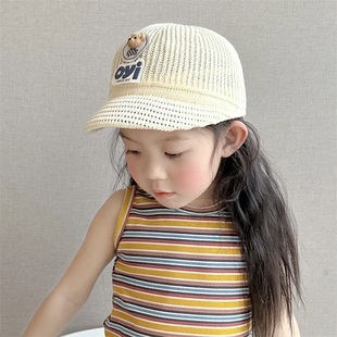 宝宝帽子夏季女童网帽薄款可爱户外出游遮阳帽儿童防晒帽子马术帽