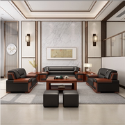 黎富家具（LIFU）黎富办公沙发茶几商务现代中式三人位组合办公室