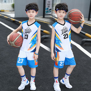 男童夏季篮球服背心套装，2024中大童两件套小学生运动，套篮球衣