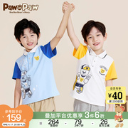 pawinpaw卡通小熊童装夏季男童，儿童t恤印花polo领撞色