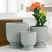 陶瓷花盆带托盘大号特大落地客厅北欧简约白色，家用绿植绿萝吊兰盆
