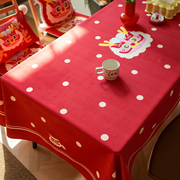 新年桌布免洗防油防水龙年红色氛围感春节茶几布轻奢高级感餐桌布