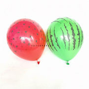 红色西瓜籽绿色西瓜乳胶气球12寸2.8克五面印花儿童玩具汽球