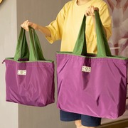 纯色折叠购物袋防水收纳袋，便携超市买菜包大容量，抽绳环保手提袋子