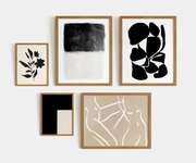 简约现代黑白抽象艺术线条人物树叶装饰画高清图片画芯喷绘素材库