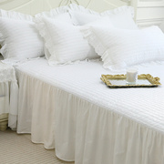 韩式法式纯白色百搭加厚绗缝夹棉纯棉全棉单双人单件床裙床单床罩