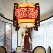 现代中式吊灯仿古羊皮客厅，灯实木卧室餐厅灯具，茶楼走廊饭店包厢灯