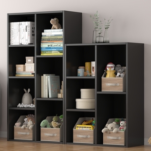 简约五格承重书架创意书柜格子柜木质小柜子储物柜简易收纳组合柜