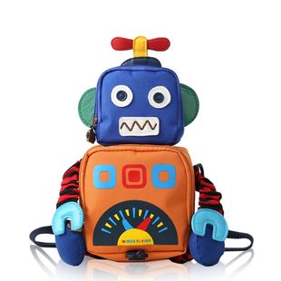 儿童书包幼儿园男童1-3-5岁女童机器人宝宝防走失背包小孩双肩包
