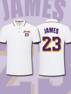 湖人队詹姆斯6号紫金球衣发带，詹polo衫t恤戴维斯篮球训练运动上衣