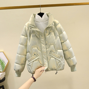 亮面羽绒棉服女冬季短款2023小个子免洗棉袄，宽松加厚棉衣外套