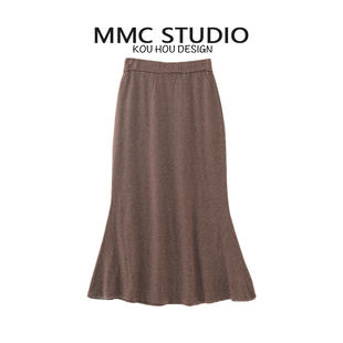 MMC 淑女风条纹气质小个子高腰包臀裙半身裙长裙小众设计感2024新