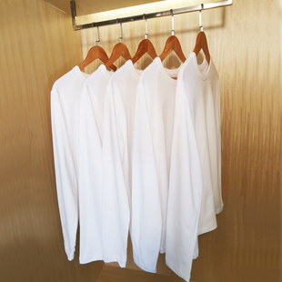 300g重磅纯棉长袖t恤宽松纯色，上衣白色体恤，打底衫内搭厚实男女款t