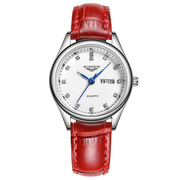 瑞士石英表钢带双士手表钢带watch表品牌冠琴男商务日历