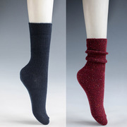 外贸秋冬保暖羊毛袜女中筒加厚堆堆袜松口袜老人也能穿的打底袜