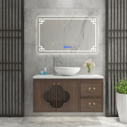新中式浴室柜组合橡木卫生间洗手池，洗脸台盆智能镜柜洗漱台卫浴柜