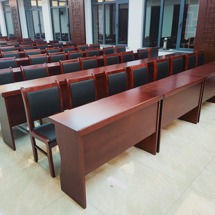 会议室长条会议桌椅组合双人1.2实木油漆，办公桌1.8米条形培训桌子