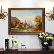 别墅客厅餐厅装饰画美欧式油画挂画复古风景，油画走廊墙画过道壁画