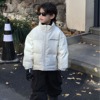 2023年冬季韩版儿童拼皮保暖字母白鸭绒羽绒服男童百搭外套