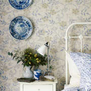 英国进口墙纸壁纸，卧室客厅背景墙美式复古花草，中式壁纸214724