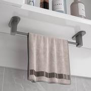 灰毛巾架子免打孔卫生间浴室壁挂毛巾单杆置物架厕所太空铝挂杆