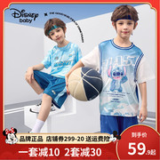 迪士尼男童夏季套装小男孩衣服夏天帅气女童短袖T恤套装2024