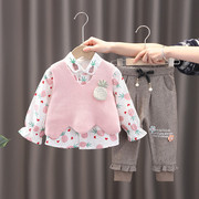 女童装秋装三件套装婴儿童小孩洋气衣服女宝宝春秋0-1-2-3岁套装4