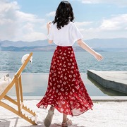 夏季马尔代夫沙滩裙女两件套装普吉岛海边度假超仙性感雪纺长裙子