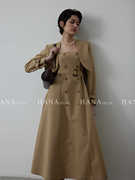 HN SPLAE 原创设计春季风衣女中长款两件套高级背心裙+短外套