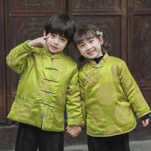 儿童唐装冬季男女童拜年服宝宝，中国风棉服外套兄妹装复古棉衣童装