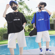 120-170男童polo衫短袖，t恤上衣短裤两件套装夏季韩版休闲