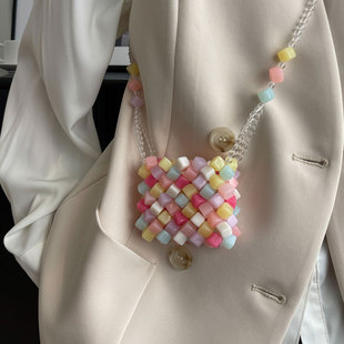 透明果冻糖果色精致小包包女粉色，mini斜挎零钱包小众设计感口红包