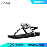 jooc玖诗凉鞋女春夏，欧美性感百搭露趾平底沙滩鞋小码6660