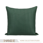 蓝梦格调样板房抱枕绿色条纹波浪肌理软装设计款现代简约方枕靠垫