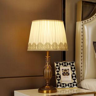 仿古铜雕刻欧式台灯，美式轻奢客厅卧室床头灯，智能遥控触摸调光开关