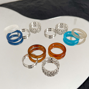 小众设计感树脂叠戴戒指女士2023冷淡风食指戒时尚高级感指环