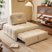 奶油风单人折叠沙发床两用小户型客厅多功能豆腐块泡芙布艺沙发床