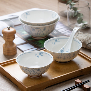 和彩日式餐具碗碟套装家用釉下彩饭碗面碗，汤碗景德镇陶瓷缠枝莲碗
