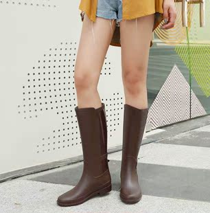 女士水鞋高筒女式雨鞋女时尚款外穿韩国防水长筒雨靴秋冬水靴防滑