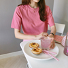t207韩国女装24纯棉糖果色圆领，套头短袖夏季女t恤打底衫显瘦