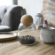 创意玻璃密封罐软木塞玻璃瓶咖啡豆杂粮储物罐防潮茶叶糖果罐家用
