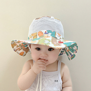 宝宝渔夫帽春夏季遮阳婴儿帽子，可爱小恐龙男女，童帽大檐儿童太阳帽