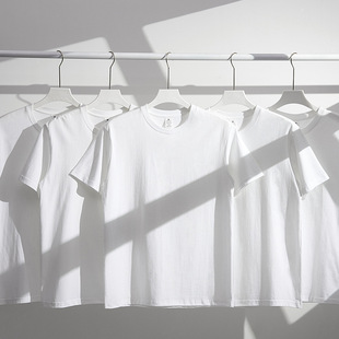 纯棉纯白色220g重磅全棉圆领短袖，t恤男女，打底衫半袖体恤大码t定制
