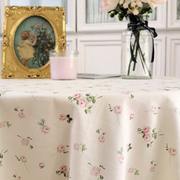法式韩式粉色小玫瑰绣花蕾丝纯棉桌布盖布茶几布沙发盖布电视盖布