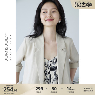 嘉茱莉2024夏季短袖小西装，外套女薄款小个子西服设计感西装