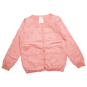 乐天baby*2-6岁女童，粉红色春秋薄全棉开衫，毛衣线衫针织衫外套