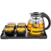 紫丁香茶具整套带茶盘玻璃茶杯，茶壶套装家用茶水，分离泡茶壶大号功