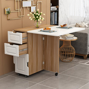 简约现代小户型伸缩折叠餐桌长方形，移动厨房储物柜简易饭桌椅组合