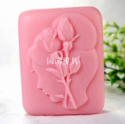 自制肥皂工具香皂模具手工皂，模子美女头像玫瑰花图案食品级软硅胶
