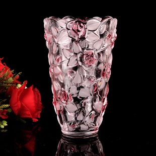 弗莱文茨水晶玻璃玫瑰花瓶欧式水培植物富贵竹花器台面茶几客厅